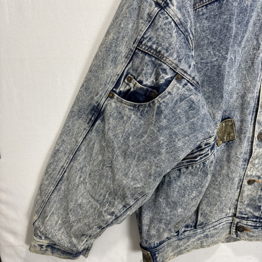 VTG RARE  40s Wild Blues Denim Design  Lined Jacket  Distressed Rivets Acid Wash - Picture 2 of 14